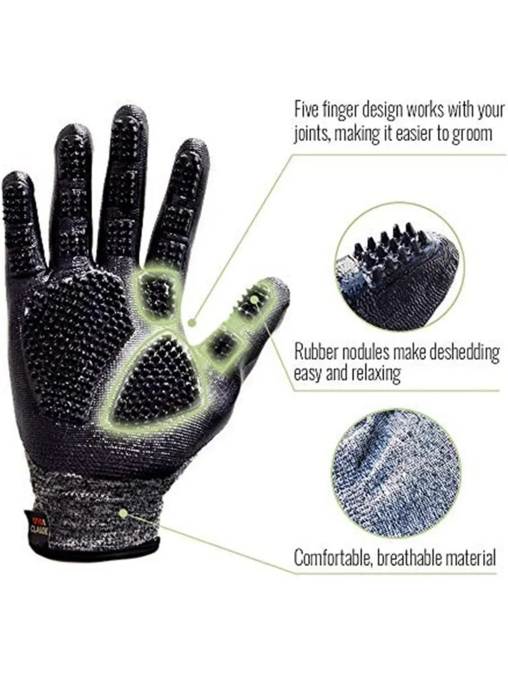 Grooming Gloves for Dogs & Cats - Deshedding Mitt with Soft Tips, Adjustable Fit